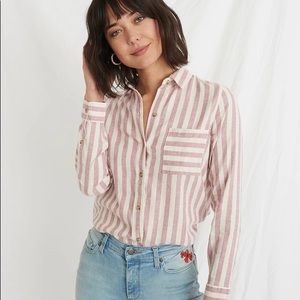 Marine Layer Rudy Button Down Pink White Stripe